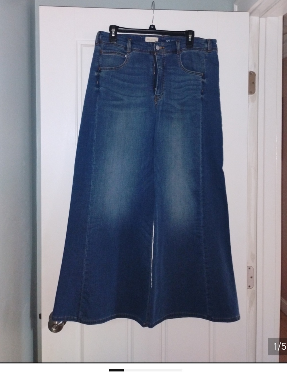 Pilcro Anthropologie High Rise Wide Leg Flare Jeans Dark Wash Size 30